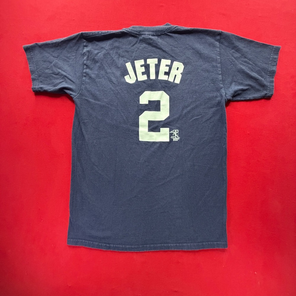 Majestic New York Yankees Derek Jeter 2 Navy Blue Graphic T-Shirt Mens Large L
